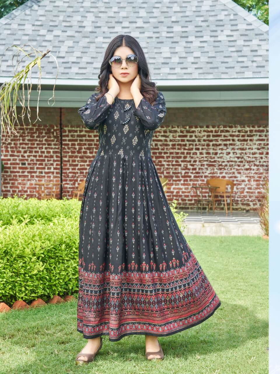 Hirwa Sunshine 1 Rayon Printed Ethnic Wear Long Anarkali Kurti Latest Collection